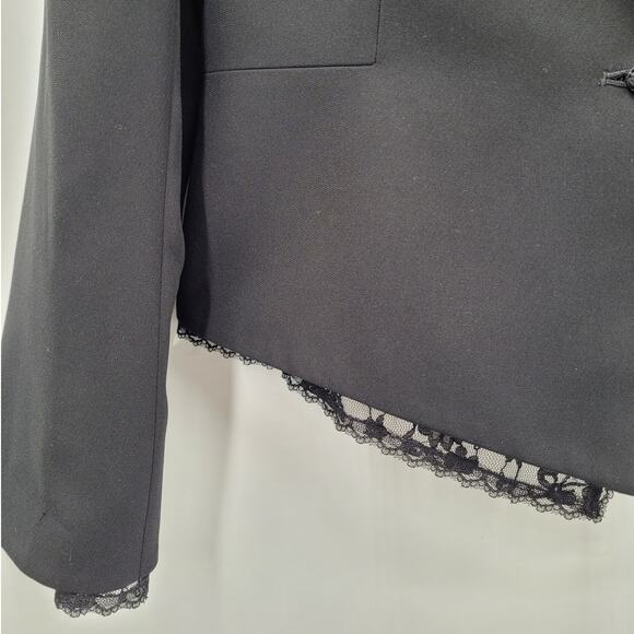 Liz Claiborne Vintage Black Lace Trim 3 Button‎ Whimsy  Midi Shirt Set Suit - Picture 11 of 16
